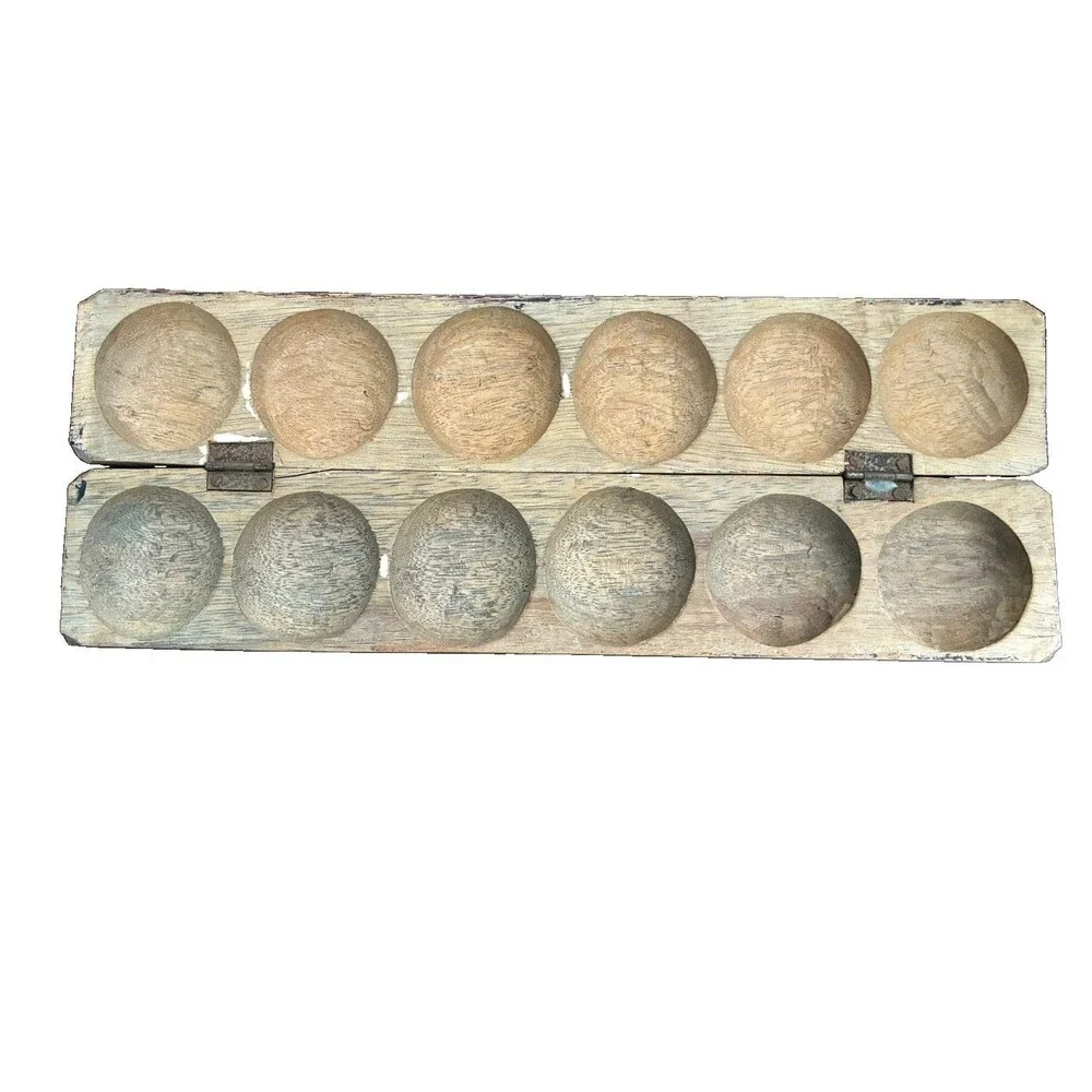 Mancala vintage hand carved wood game